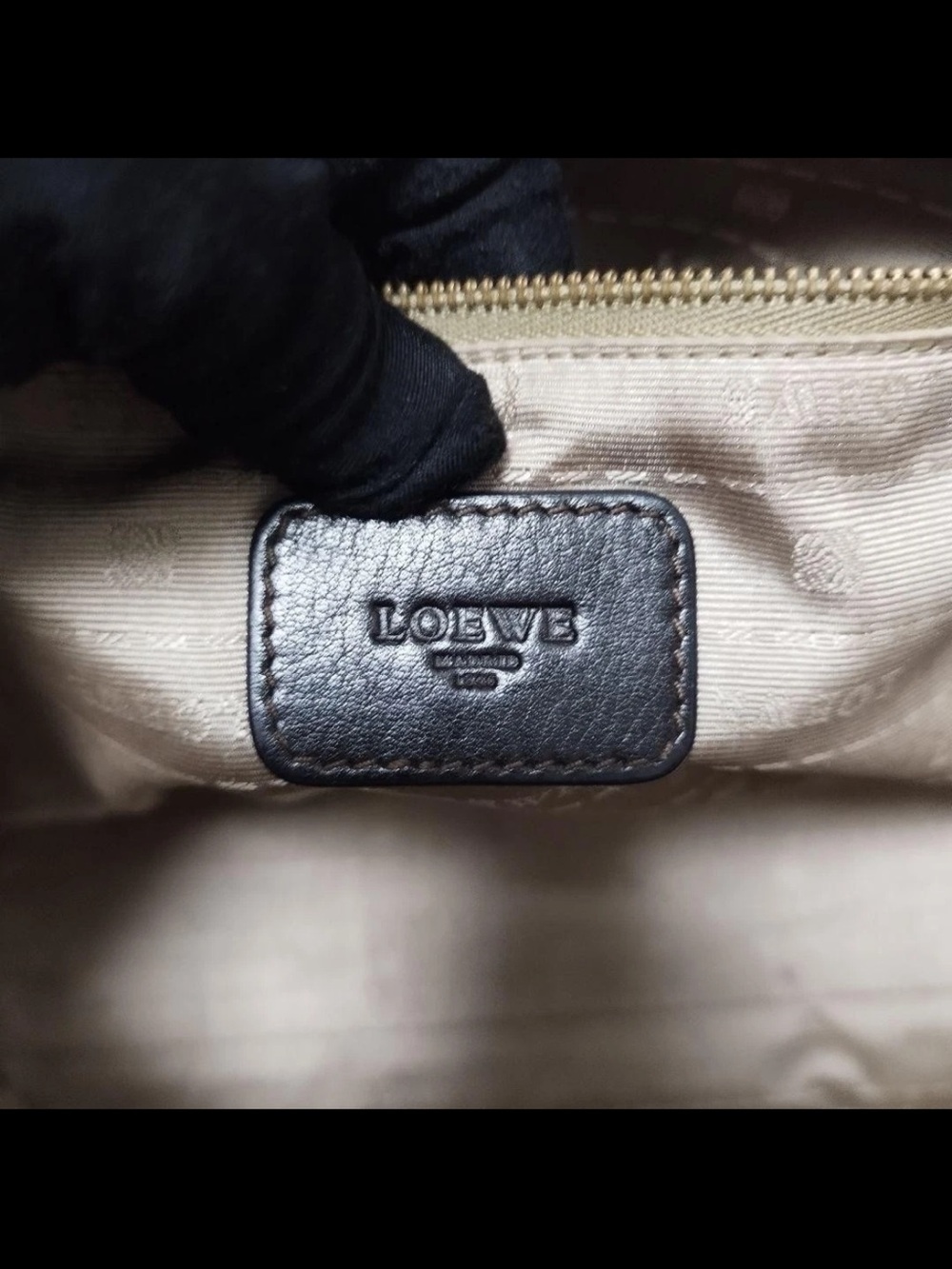 Loewe Black Embossed Logo Leather Tote - Picture 10 of 12